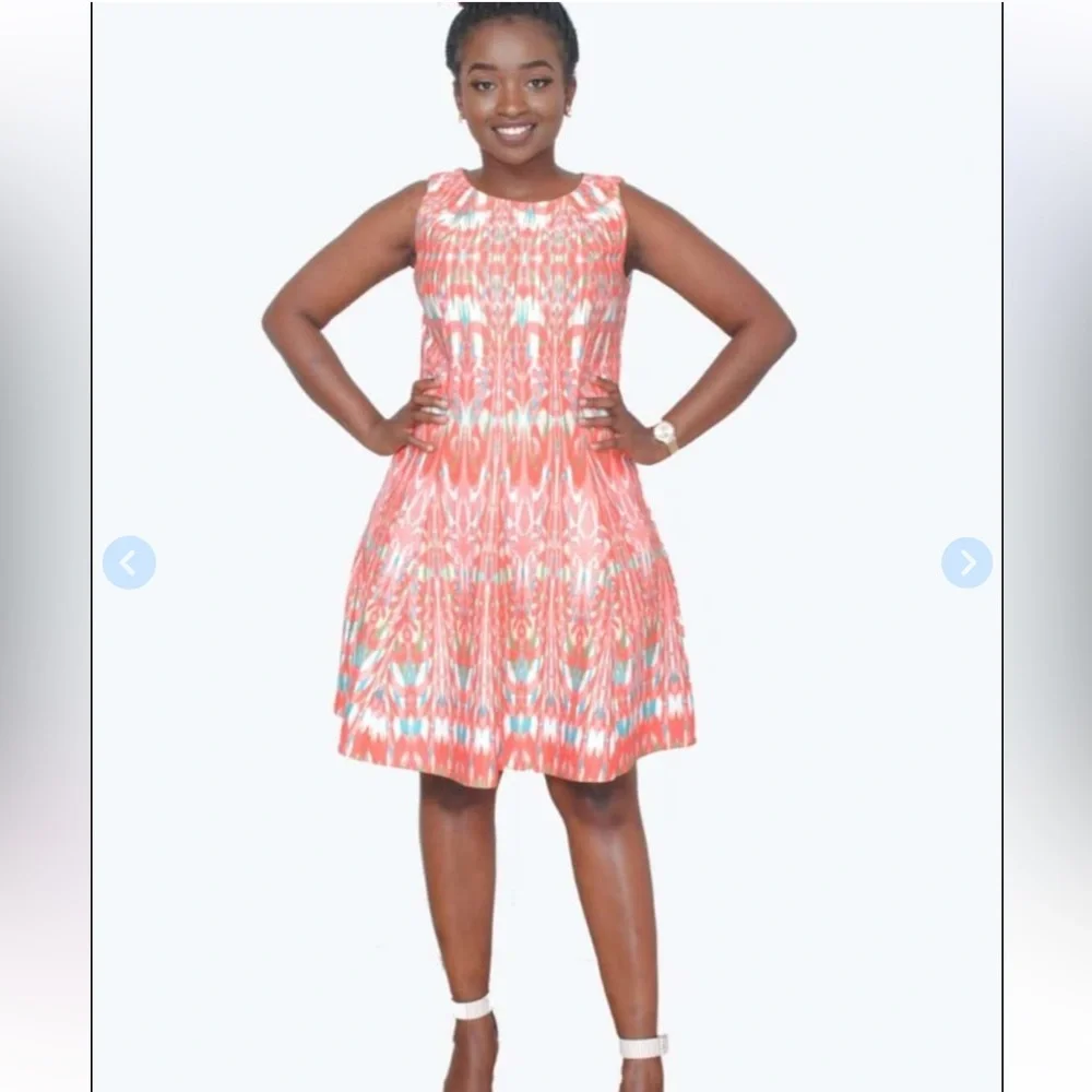 Gabby Skye a line print dress mini dress red orange blue green white sleeveless